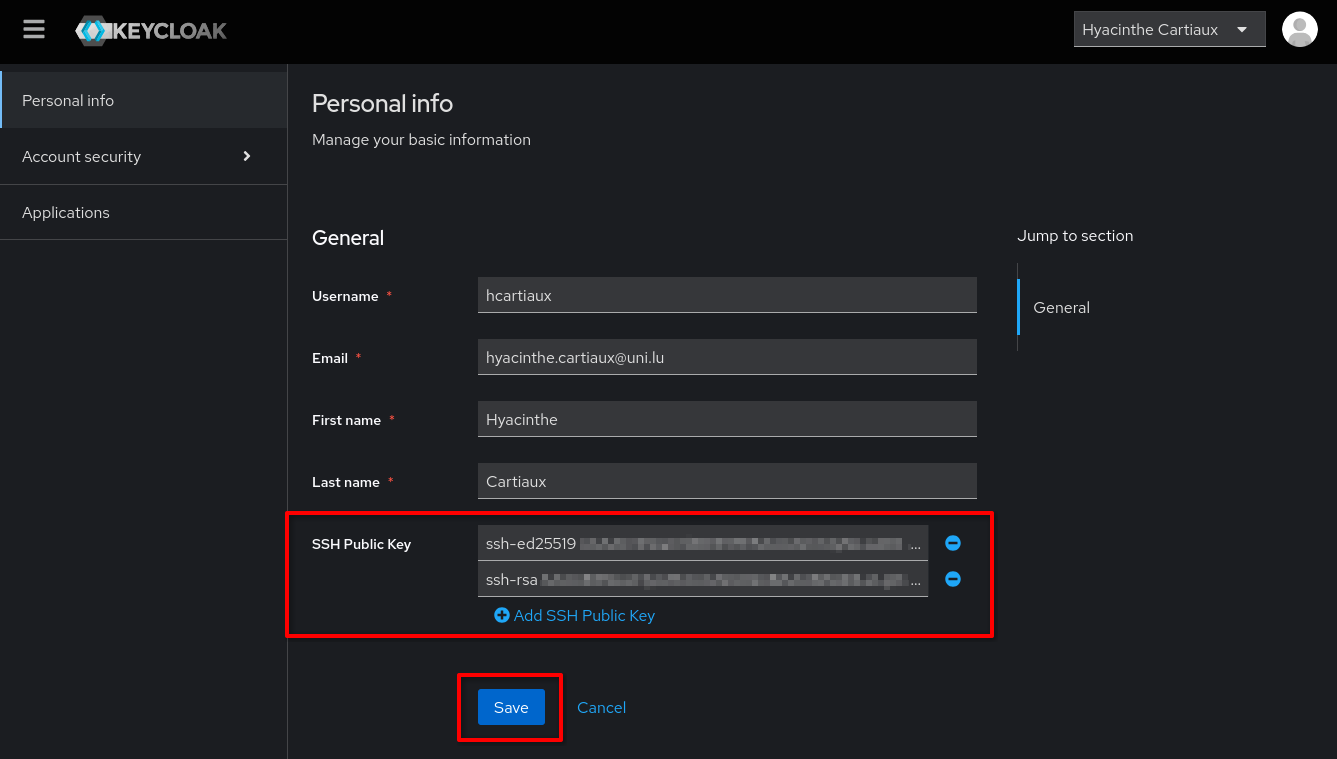 Identity Management Portal - adding a new ssh public key